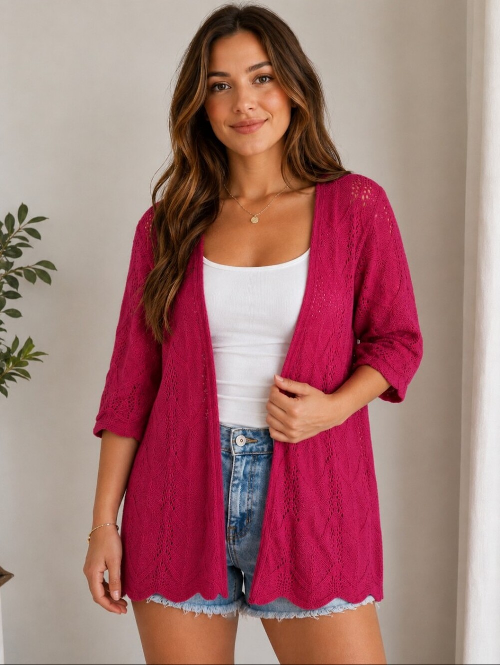 Open-Front Knit Cardigan Sweater - Pink NWOT